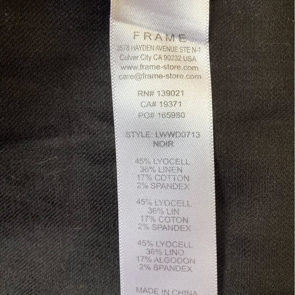 FRAME Long Sleeve Mini Twist Dress Noir Black Linen Blend - Picture 6 of 8